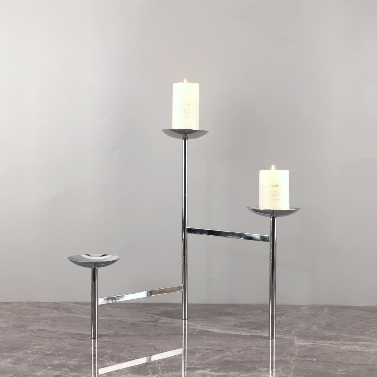 现代简约几何不锈钢烛台艺术装饰摆件餐厅客厅酒店民宿家居装饰品