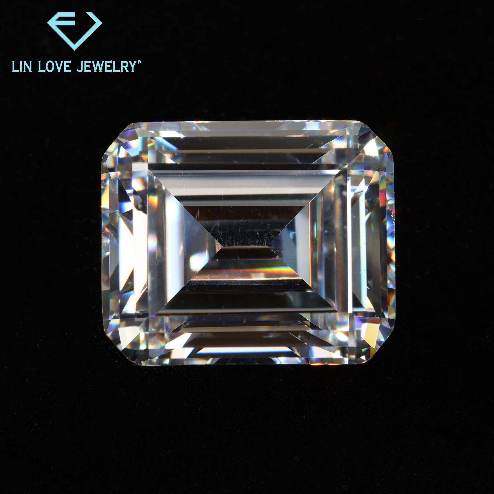 厂家货源 高品质D色祖母绿切莫桑钻裸石 长方倒角车平莫桑石裸钻