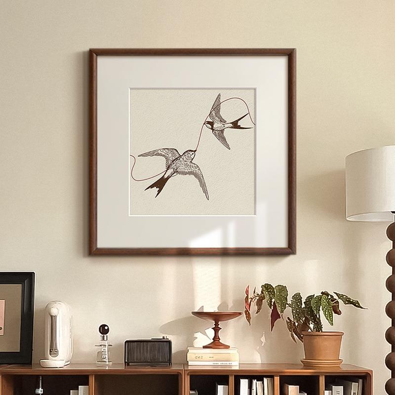 《双飞燕》法式复古中国风客厅装饰画简约新中式玄关卧室茶室挂画