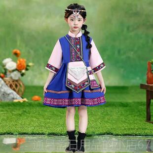 高档新服款佤族服男儿童数民少族服饰女童刺绣舞装台演出短裙舞蹈