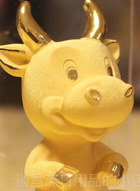 高档绒沙金艺十二生肖牛摆件送礼祝福创意家居品工摆设生饰日礼品