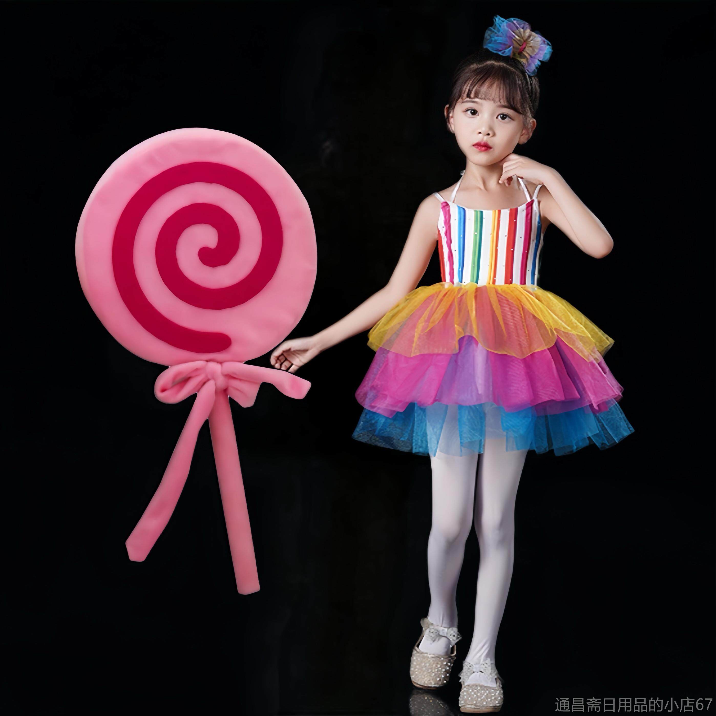 高档棒儿童演服粉色可爱蓬蓬裙子幼儿园棒公主出裙表糖演舞蹈服装