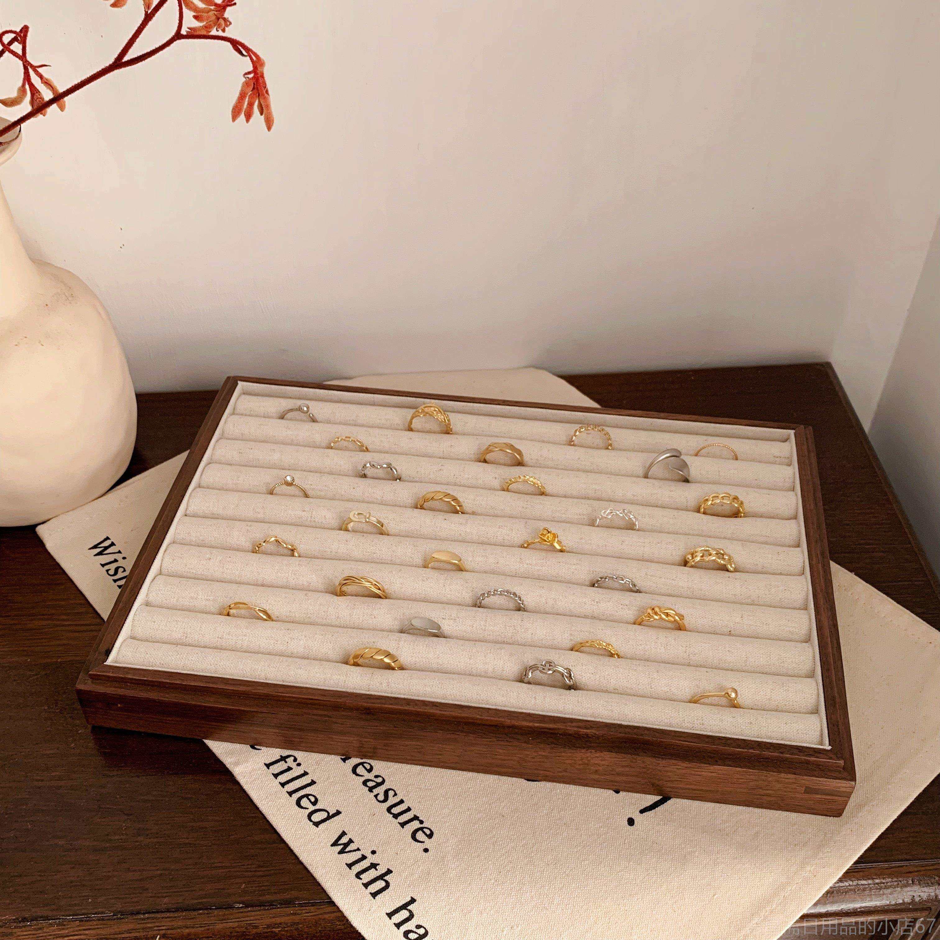 高档木托 质托胡桃木盘亚麻首饰实木陈列展示盒盘项炼耳饰收纳盒,饰品/流行首饰/时尚饰品新,首饰盒,淘宝优惠券,粉丝福利购,淘宝优惠卷