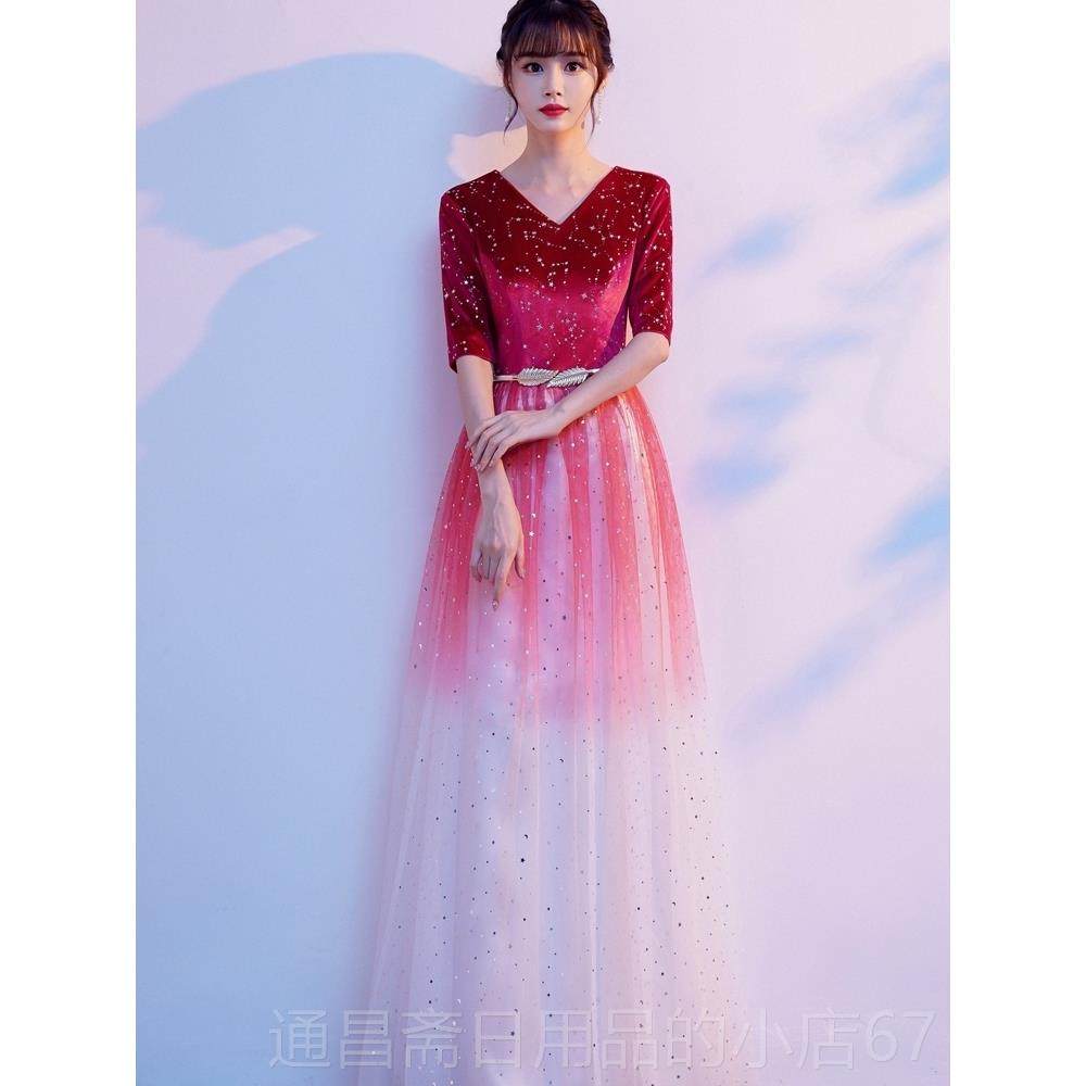高档晚大合唱团服演出女长裙优雅中老红年唱歌舞台连衣裙修身礼服图片