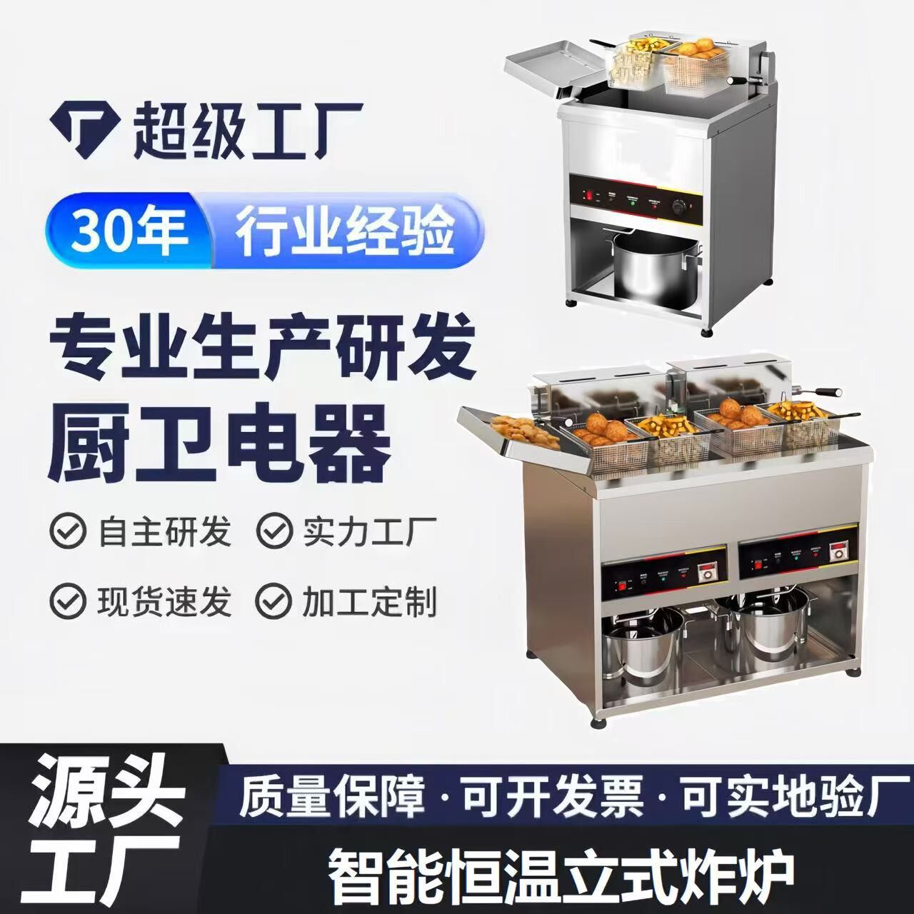 商用电热大容量立式油炸锅炸鸡排机器双缸恒温油条机炸串机电炸炉