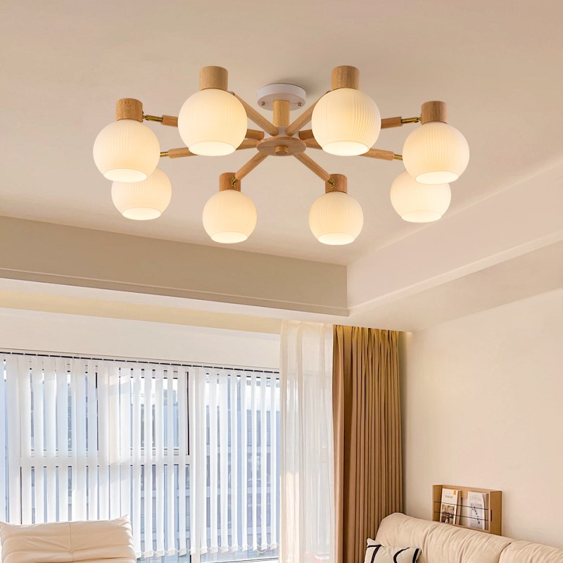 大观园吊灯温馨原木风客厅吊灯现代简约吸顶卧室灯餐厅灯具176E