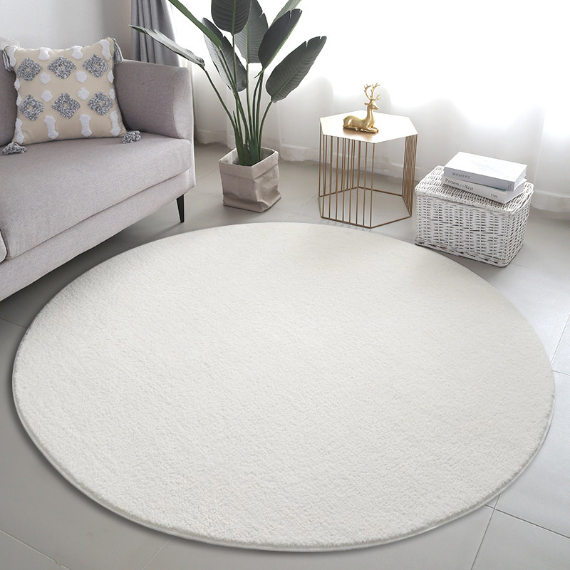 圆形转椅地垫电脑椅子垫客厅茶几毯卧室书房吊篮垫子白色拍照地毯