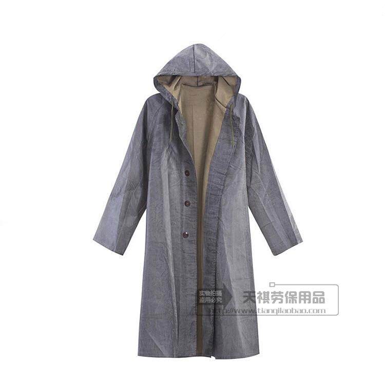 87老式男女长款连体带袖士兵抗洪帆布橡胶劳保雨衣 矿用长雨衣