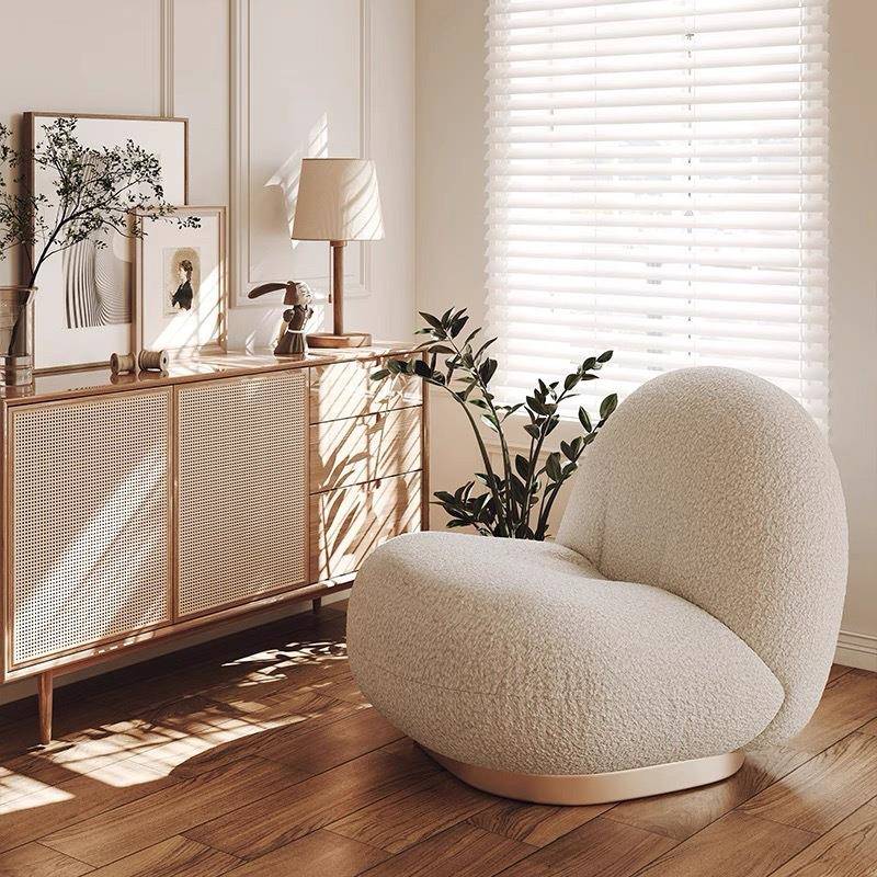 新款创意单人沙发椅奶油风懒人沙发可旋转设计师款家用客厅沙发