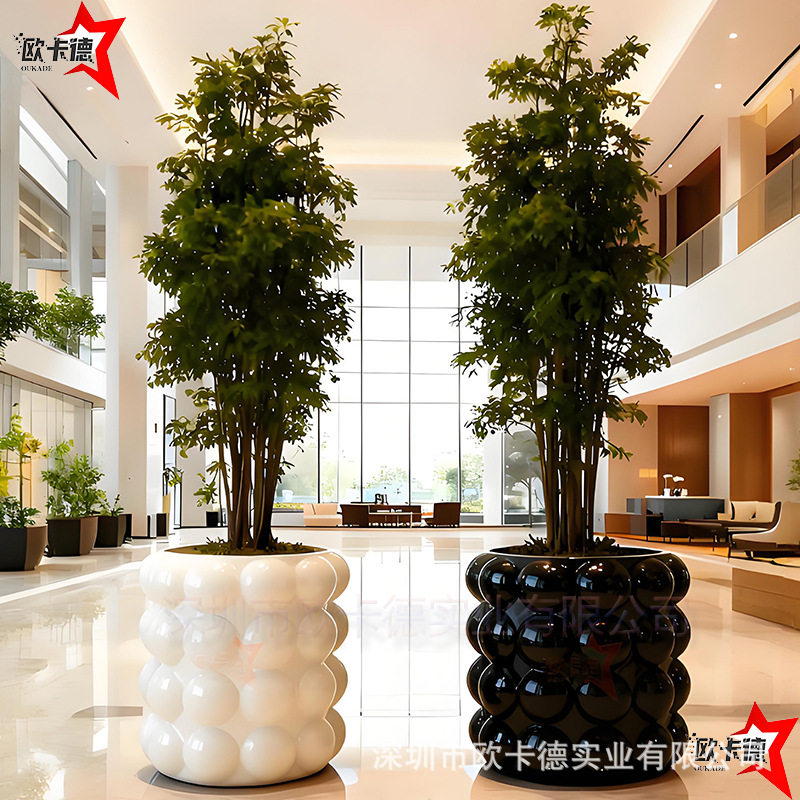玻璃钢花盆北欧特大号异形花钵酒店路政装饰花箱景观绿植巨型花池