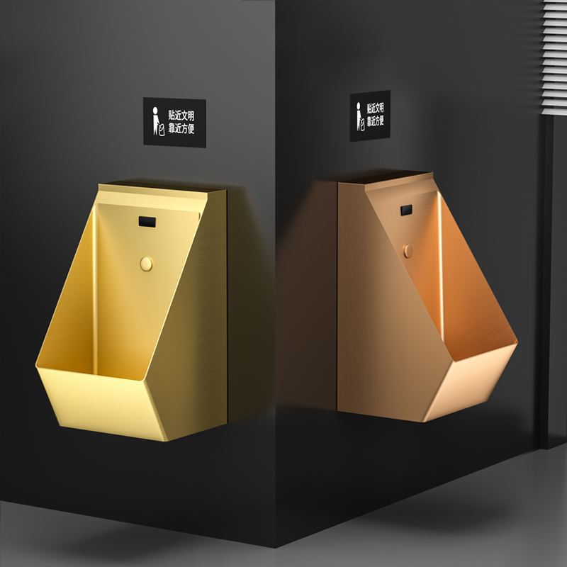 酒店不锈钢一体感应式小便斗挂墙式男卫生间小便池家用小便器尿斗