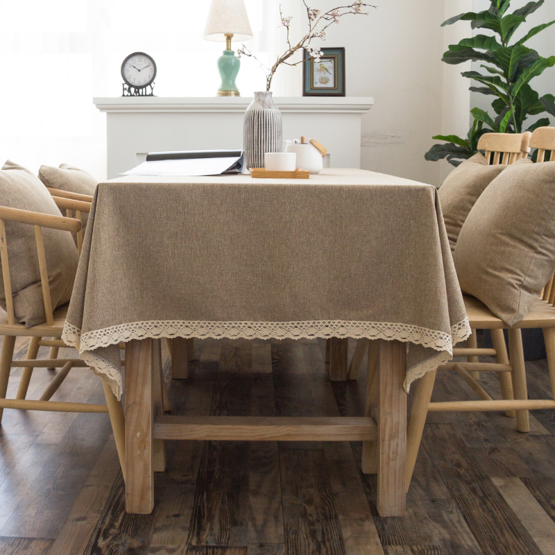 壁纸布艺简约纯色长方形现代餐桌布棉麻亚麻家用正方形茶几布壁纸