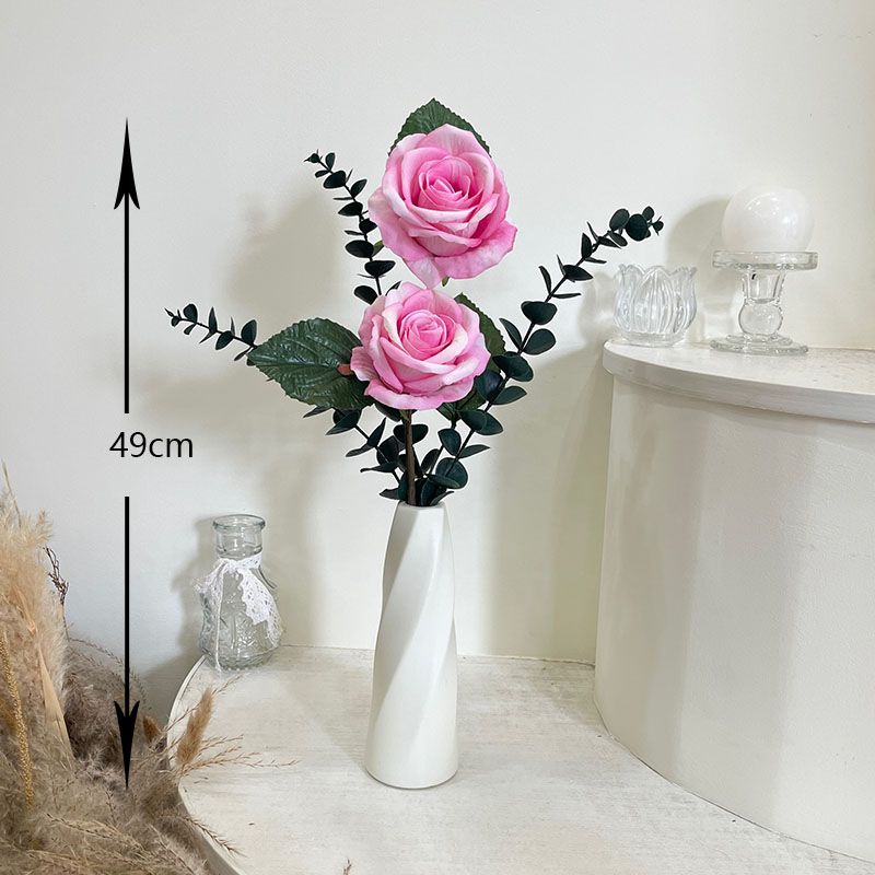 仿真玫瑰仿真花单支花束客厅餐桌摆件玫瑰花插花假花玄关摆设装饰