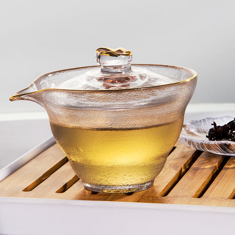 手工磨砂 甩制玻璃三才盖碗公道杯茶杯壶泡茶器功夫茶具套装