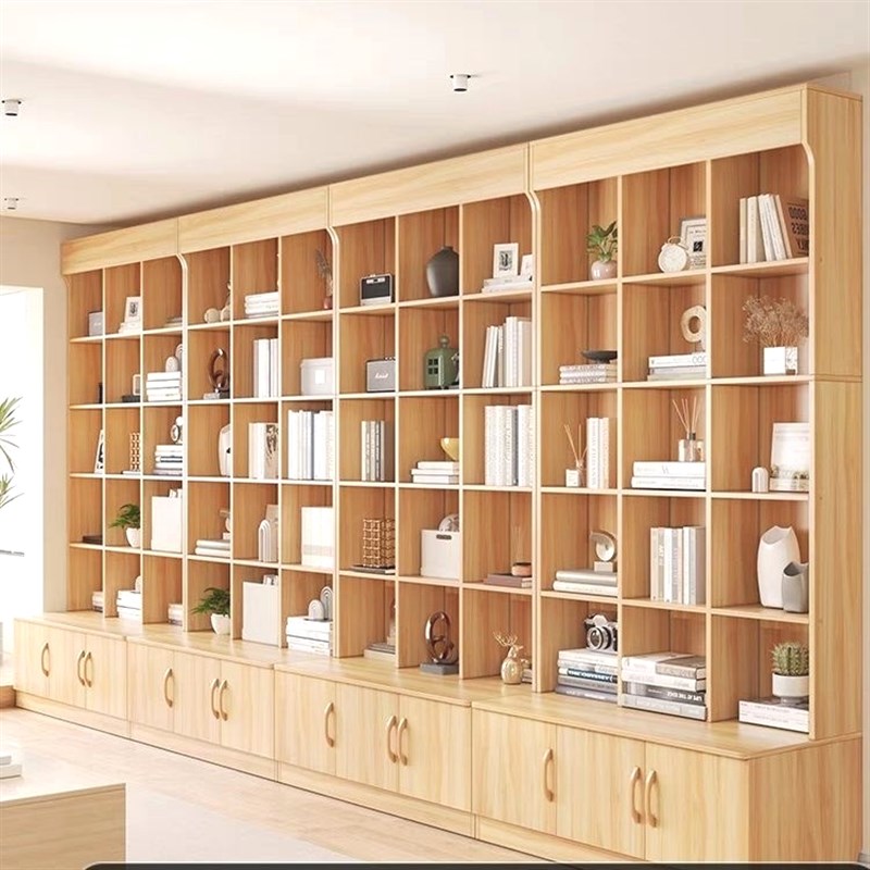 实木书架满墙书柜家庭图书馆客厅到顶一整墙儿童书架高2米大容量