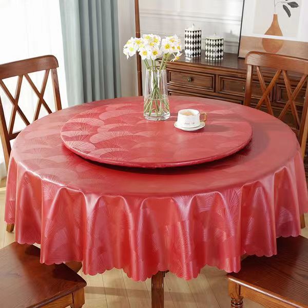 桌布防水防油免洗防滑欧式圆形酒店桌套大圆桌布转盘套台布桌垫