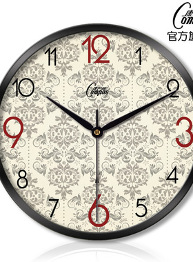 康巴丝钟表客厅卧室创意金属挂钟静音扫描三代智能电波钟102