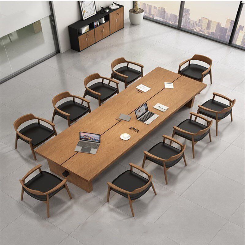 实木会议桌培训桌办公桌椅组合现代简约新款商用长方形洽谈桌