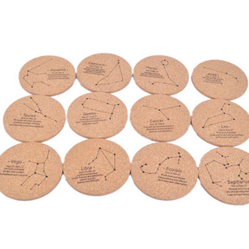 全套十二星座软木杯垫隔热垫创意木制餐垫茶杯垫碗垫餐厅个性杯垫