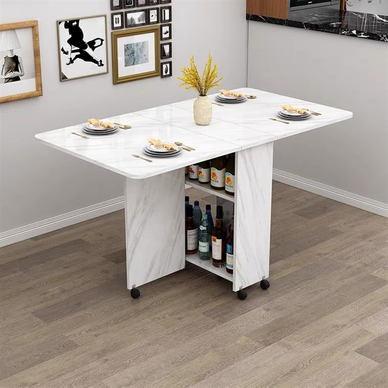 折叠餐桌家用小户型简易长方形多功能可移动圆形超薄吃饭桌子