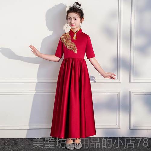 高档女儿童合唱团演出服红色男童祖歌中山装朗诵学生童唱国表演服