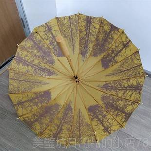 高档中国性风古复文艺古风1骨6长柄雨伞木手柄直柄个创意男女学生