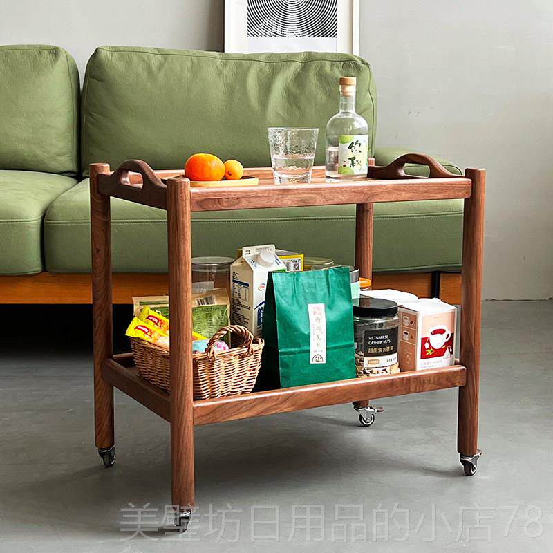 高档胡桃木可移边啡动边桌实木家用小茶车手推车咖桌客厅车柜茶桌