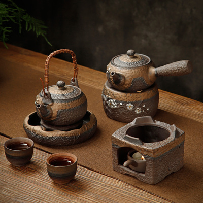 高档鎏银粗陶焙茶炉温醒烤煮茶台暖茶器小火炉蜡烛酒精灯加热底座