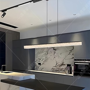 超薄明装磁吸轨道餐厅吊灯可移位可升降吧台岛台灯极简一字餐厅灯