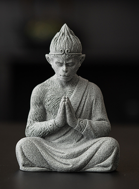 青砂石斗战胜佛桌面装饰摆件齐天大圣孙悟空茶几桌面鱼缸造景摆设