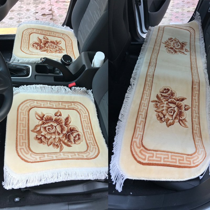 纯羊毛汽车坐垫冬季四季通用单片无靠背短毛绒三件套地毯座垫车垫