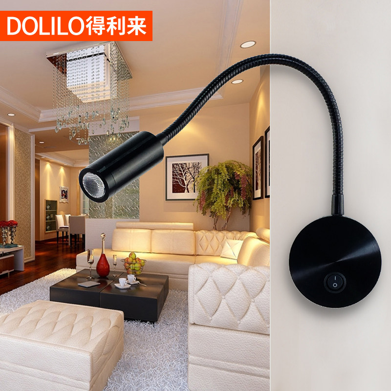 得利来现代简约创意LED床头灯壁灯卧室灯酒店客房阅读灯软管射灯