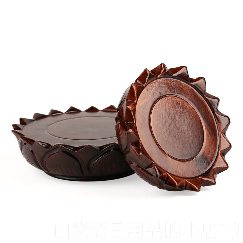 高档实底木雕饰品像槽木支架奇石花瓶花盆支架红根木佛莲花座