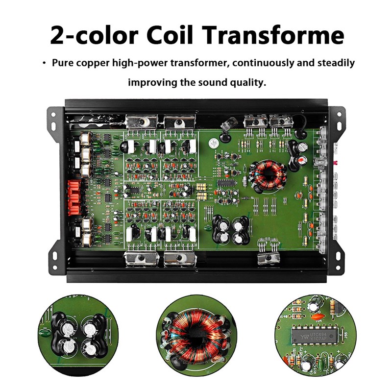 汽车音响改装功放机四路声道功放大功率放大器可接门喇叭