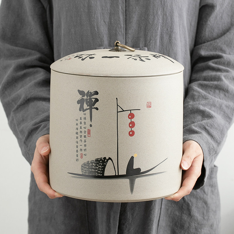 粗陶大号茶叶罐普洱茶饼储存罐醒茶罐大容量七子饼罐空罐陶瓷