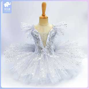 正品 可爱亮彩色表演机构芭演片蕾舞表演服 儿童蓬松主裙女孩表服装