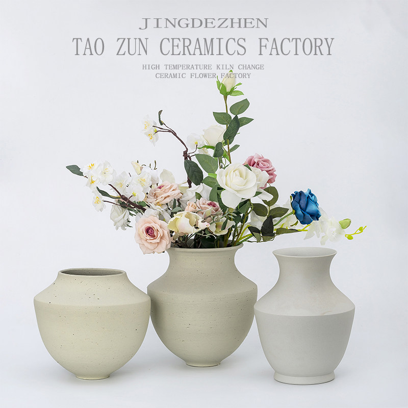 复古做旧花瓶摆件 软装饰品土陶花器 陶罐陶瓷摆件粗陶家居装饰