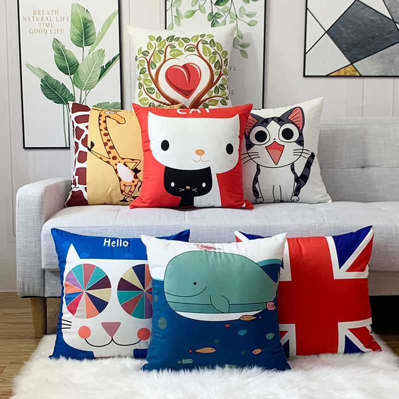 卡通抱枕沙发靠垫床头靠枕办公室靠背汽车护腰靠垫抱枕套芯腰枕垫