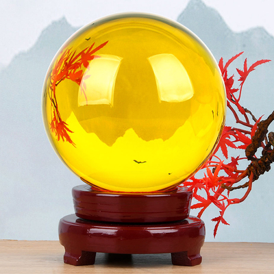 黄白水晶球摆件人造透明玻璃球红绿紫蓝粉水晶球开业装饰摆件