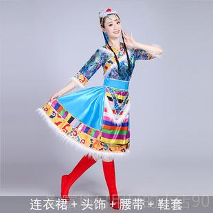 新少数民族装 卓玛成人中式 藏女舞蹈族表演服装 服 男水袖 正品