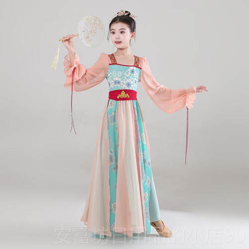 正品儿古典飘舞逸纱衣舞服中国风练功蹈服童扇子舞汉唐女童超仙演
