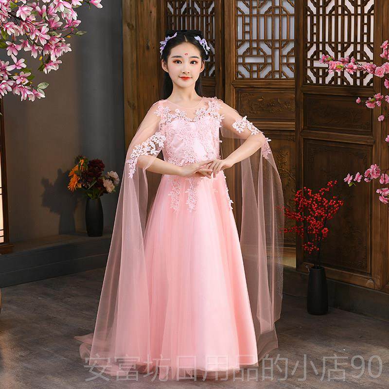 正品古筝演出服女童主人礼服钢琴朗表诵比赛服持儿童演奏演服公裙