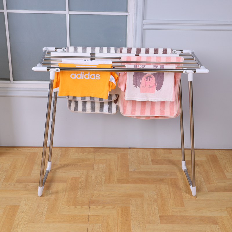 折叠晾衣架落地室内飘窗凉衣架阳台家用不锈钢晒衣架简易移动衣架