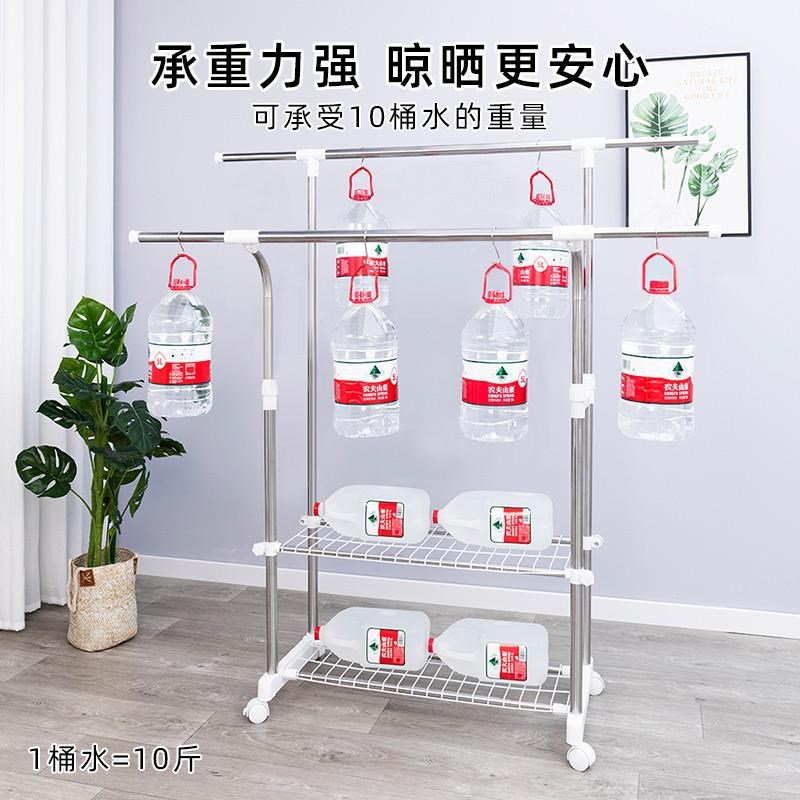 家用落地室内晾 衣架不锈钢可伸缩折叠杆 式晒挂凉阳台卧室衣杆