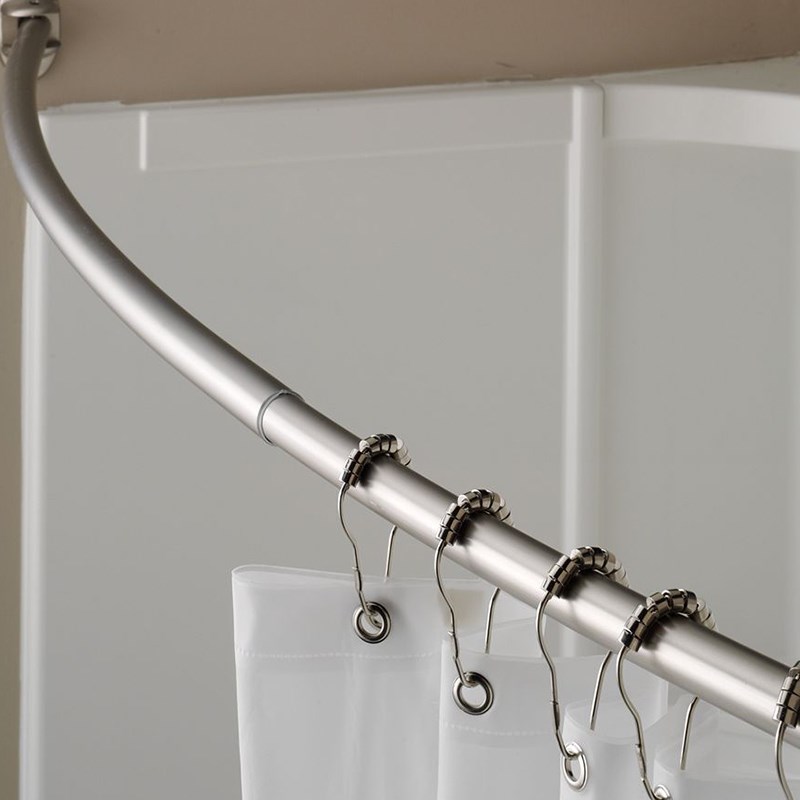 伸缩浴帘杆欧式华贵不锈钢亮银色外延状弧形转角实用打孔安装牢固