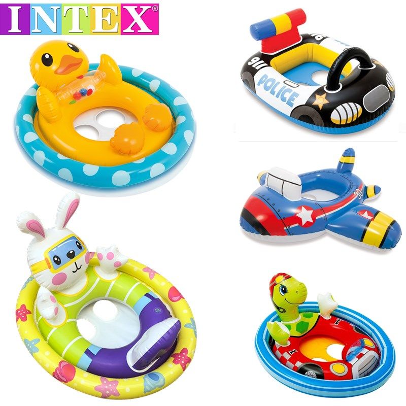 INTEX汽车造型儿童坐圈 男女宝宝游泳圈大乌龟鸭子飞机婴幼儿浮船