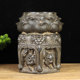 花盆底座石柱老石头旧石墩 莲花兽头石鼓墩 中式 复古青石雕刻摆件
