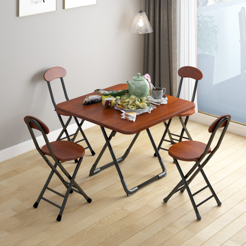 家用小户型折叠桌子出租屋租房快餐桌吃饭桌休闲商用桌椅圆桌
