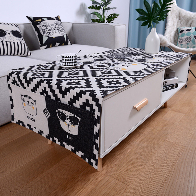 潮猫欧式棉麻客厅茶几桌布长方形电视柜盖布现代简约茶几垫桌垫布