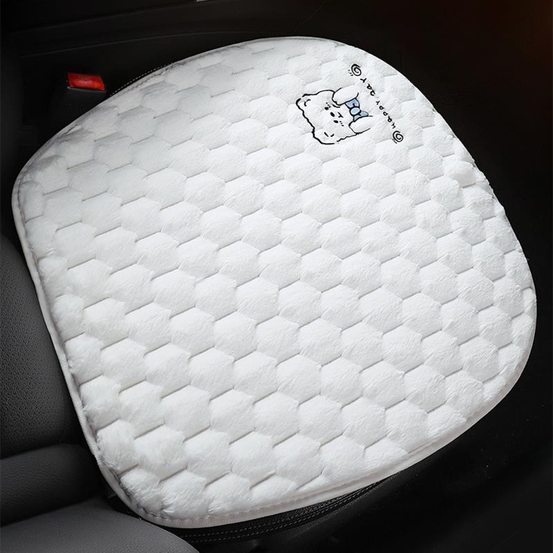 汽车坐垫单片无靠背三件冬季短毛绒卡通车内后排座椅垫子车垫冬